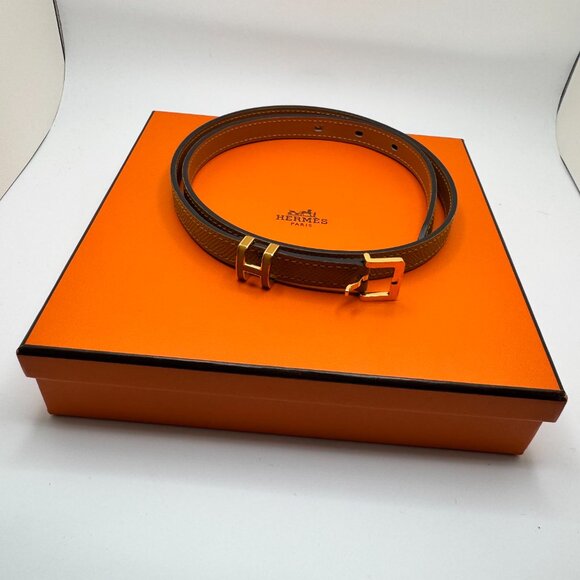 Hermès Pop H 15 Leather Belt Veau Epsom Gold-Plated Buckle 2S Sesame Unisex 70cm - Picture 6 of 16